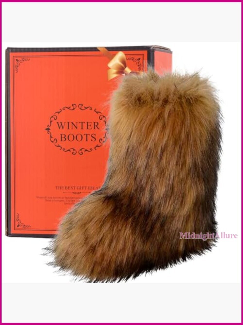 Faux Fur Mid-Calf Snow Boots, Warm Winter Outdoor Indoor Flat - Picture 3 of 7